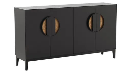 Sideboard Jyn - BHT ca. 197x109x46 cm, Lack, Schwarz
