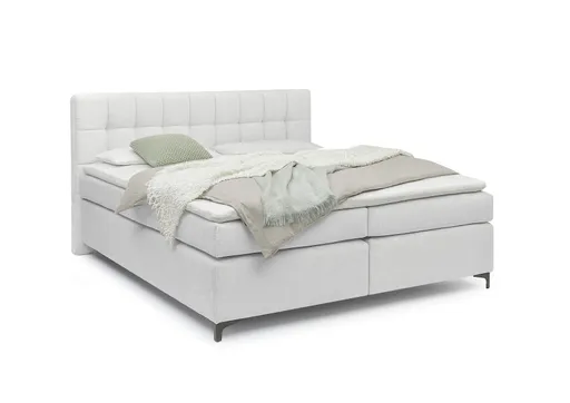 Boxspringbett HINDA- Liegefläche ca. 180x200 cm, Stoff, Hellgrau