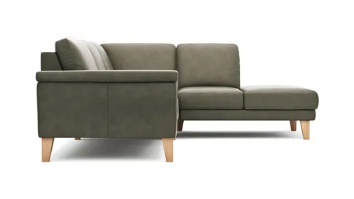 Ecksofa Rockport A - 2,5-Sitzer mit Ecke rechts, Leder, Dunkelgrau