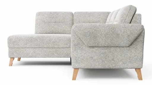 Ecksofa Almyra - Ottomane links mit 2,5-Sitzer, Stoff, Silbergrau