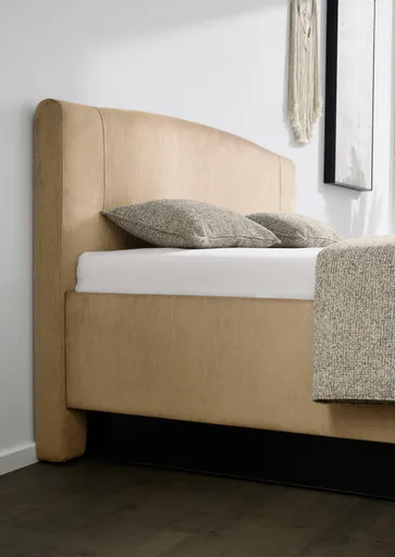 Polsterbett - Liegefläche ca. 180 x200 cm, Stoff, Apricott