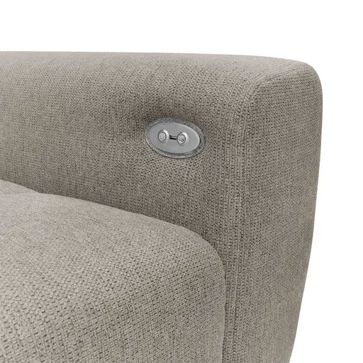 Ecksofa -2-Sitzer mit Longchair rechts, Kopfteil verstellbar, Sitztiefe verstellbar motorisch, Stoff, Steingrau