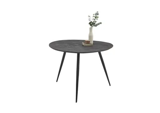 Esstisch - LB ca. 111x108 cm, Anthrazit Mosaik gemustert, Schwarz