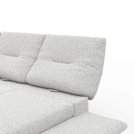 Ecksofa Lucero 2.0 - Longchair mit 2-Sitzer rechts inkl. Sitztiefenverstellung, Drehsitz und Sitztiefe verstellbar, Stoff, Offwhite