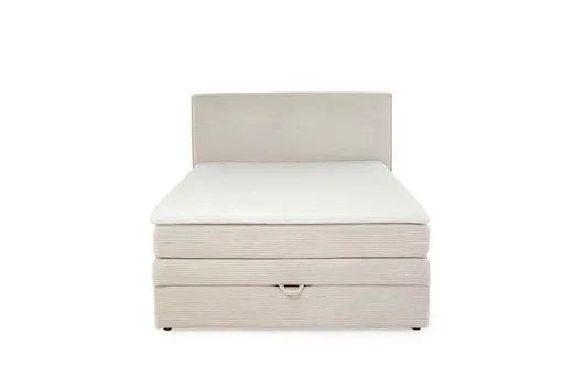 Boxspringbett JANETT- Liegefläche ca. 140x200 cm, Stoff, Creme