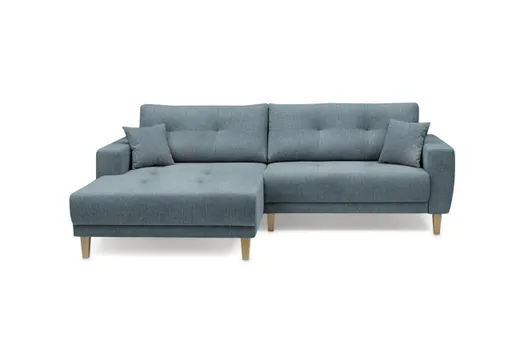 Ecksofa - Ecke links, 3-Sitzer inkl. elektrische Sitztiefenverstellung, Stoff, Azur