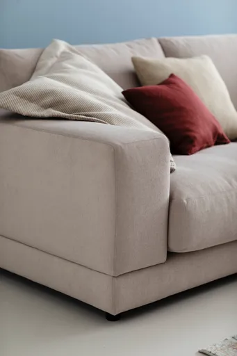 Ecksofa Juni - 2-sitzer mit Ecke rechts, Stoff, Taupe