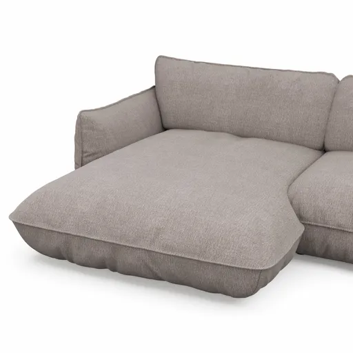 Ecksofa Fluffy - Longchair mit 2,5-Sitzer rechts inkl. Rückenlehne verstellbar, Stoff, Taupe