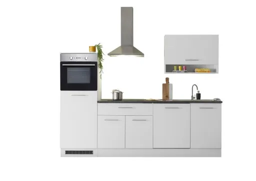 Küchenblock- inkl. E-Geräte, B ca. 260 cm, Weiß Matt