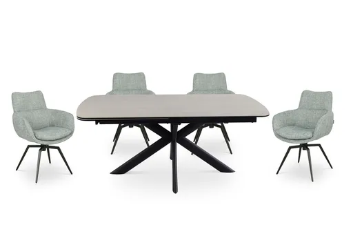 Esstisch MAXIE - ausziehbar, LB ca. 190x98 cm, Glaskeramik, Travertin farbig