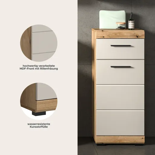 Standschrank - B ca. 37 cm, Evoke Eiche Nachbildung, Kaschmir