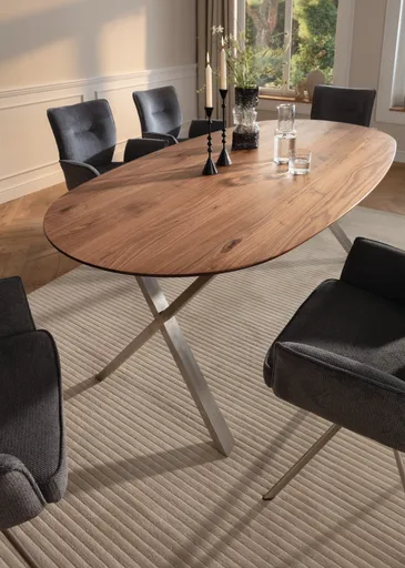 Esstisch Nayara - LB ca. 200x100 cm, Wildnussbaum massiv, geölt