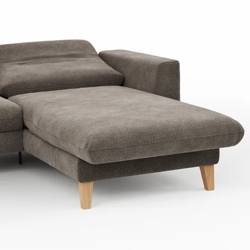 Ecksofa Alegria Plus - 2,5-Sitzer mit Longchair rechts inkl. Kopfteil verstellbar (motorisch+manuell) und Relaxfunktion (motorisch), Stoff, Nougat