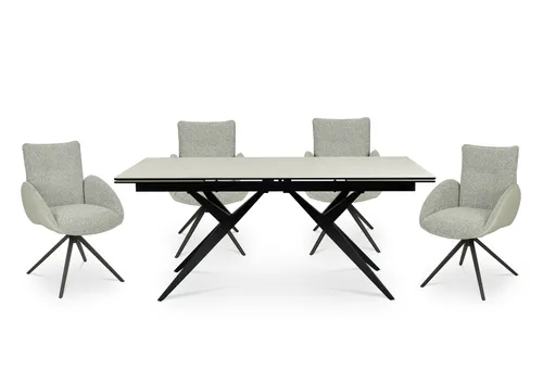 Esstisch MICHELA - ausziehbar, LB ca. 180x95 cm, Glaskeramik, Travertin farbig