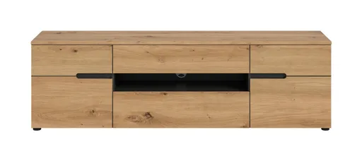 Lowboard - B ca. 184 cm, Basalt grau, Artisan Eiche Nachbildung