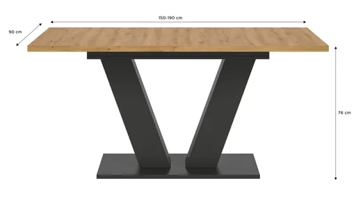 Esstisch - ausziehbar, LB ca. 150x90 cm, Artisan Eiche Nachbildung, Grau