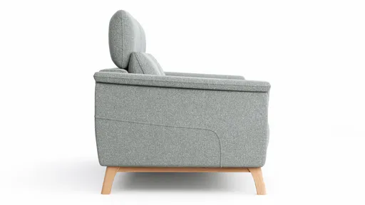Sofa Nevin - 2,5-Sitzer inkl. Kopfpolsterverstellung, Stoff, Silbergrau