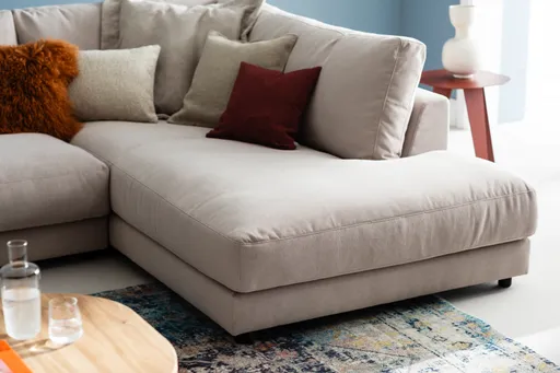 Ecksofa Juni - 2-sitzer mit Ecke rechts, Stoff, Taupe