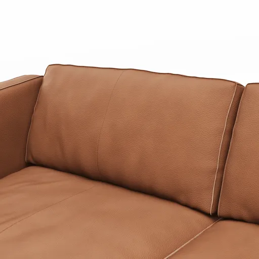 Sofa Aprino 3 - 3,5-Sitzer XL, Dickleder, Cognac, Armlehne Kissen