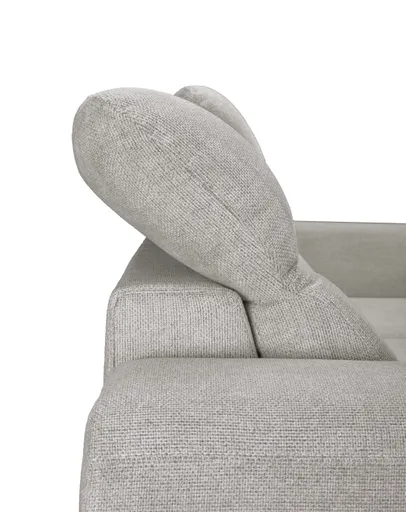 Ecksofa - 2-Sitzer mit Ecke rechts, Schlaffunktion mit Bettkasten, Stoff, Silbergrau