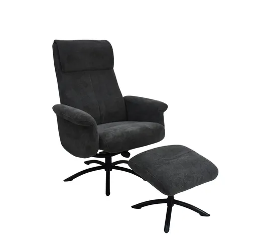TV-Sessel MORTON mit Hocker - drehbar, Stoff, Grau