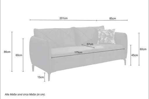 Sofa JERINA- 3-Sitzer, Stoff, Beige