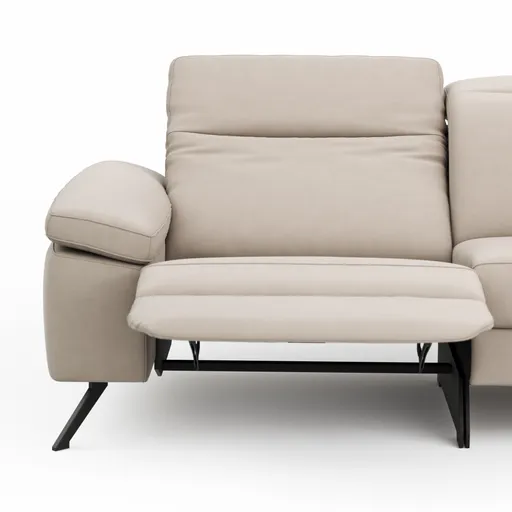 Sofa Rafaela 2.0 - 2,5-Sitzer inkl. 1x Relaxfunktion und Kopfteile verstellbar, Leder, Champagner