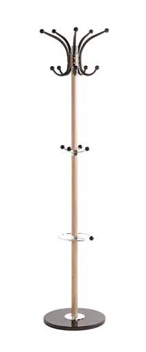 Garderobenständer - Ø/H ca. 40x175 cm, Eiche Nachbildung, Schwarz