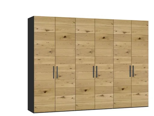 Drehtürenschrank JOIN IT- B ca. 303 cm., Schwarz, Eiche, Natur, Bretteroptik