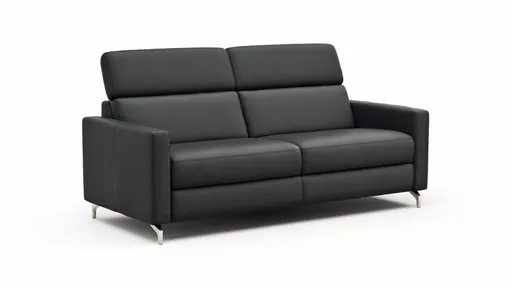 Sofa Paulina - 2,5-Sitzer, Kopfteil verstellbar, Leder, Schwarz
