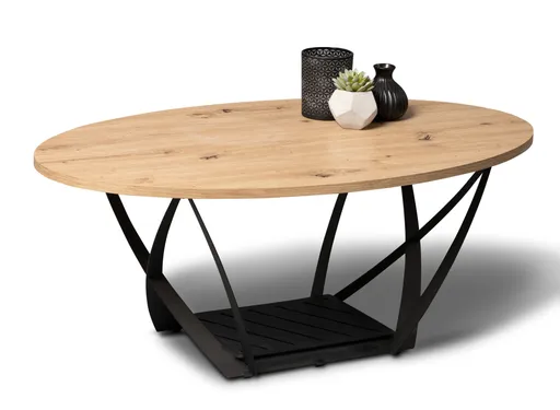 Couchtisch - LB ca. 100x60 cm, Artisan Eiche Nachbildung, Schwarz