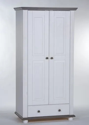 Kleiderschrank - B ca. 96 cm, Weiß, Lava