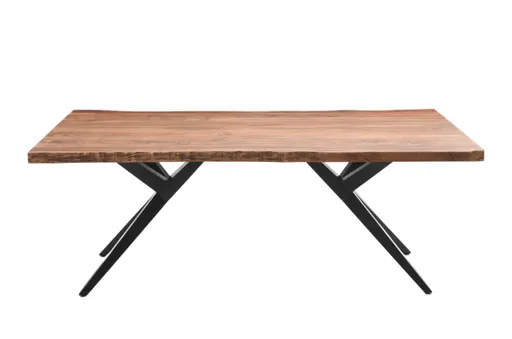 Esstisch - LB ca. 240x100 cm, Akazie massiv, Baumkante, Schwarz