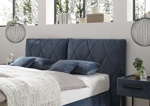 Boxspringbett - Liegefläche ca. 180x200 cm, Stoff, Blau