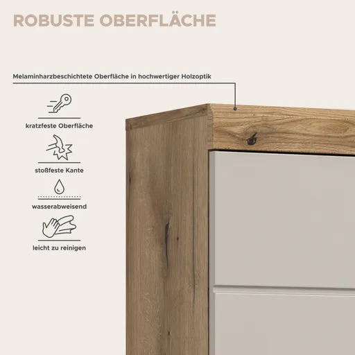 Hochschrank - B ca. 37 cm, Evoke Eiche Nachbildung, Kaschmir