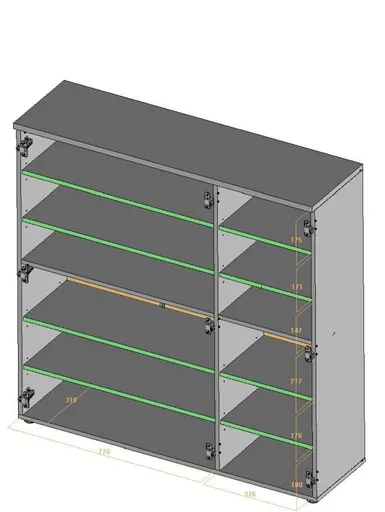 Schuhschrank - B ca. 120 cm, Weiß, Weiß Hochglanz