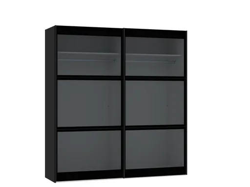 Schwebetürenschrank JOIN IT- B ca. 202 cm,  Schwarz, Rauchglas, Dunkel