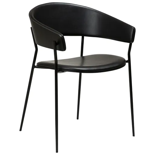 Stuhl - Furnierholz, Kunstleder, Ash, Schwarz