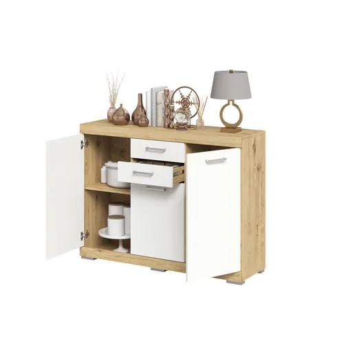 Kommode - Eiche Dekor, Weiß 