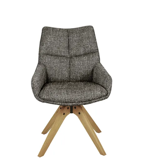 Armlehnstuhl MATTEA - drehbar, Stoff, Braun