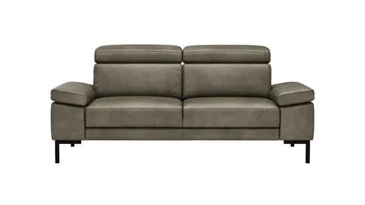 Sofa Hudson - 2,5-Sitzer, inkl. Kopfteil verstellbar, Leder, Braungrün