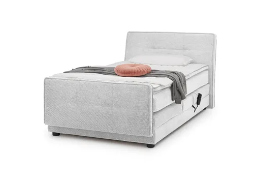 Boxspringbett- Liegefläche ca. 120x200 cm, Stoff, Hellgrau