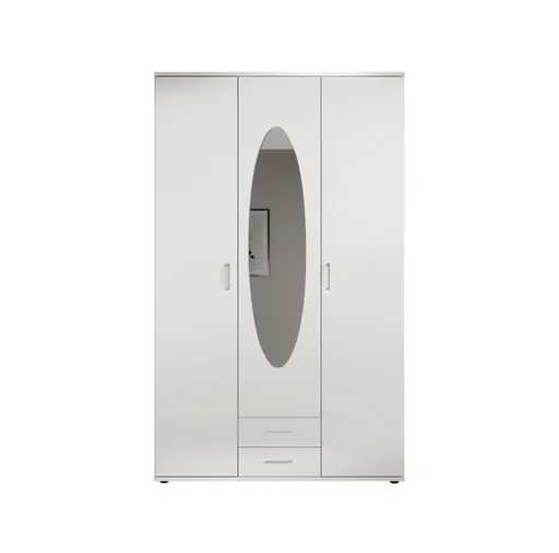 Drehtürenschrank- B ca. 120 cm, Weiß, Spiegel