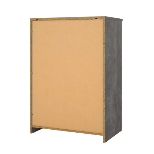 Kommode - B ca. 77 cm, Betonoptik, Weiß Hochglanz