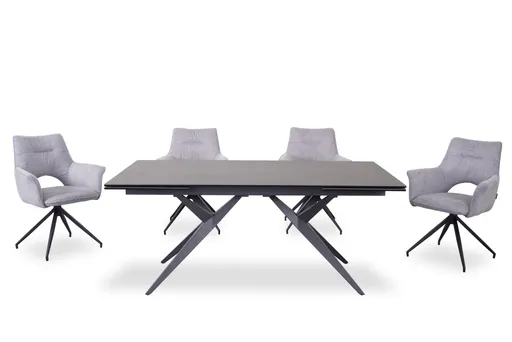 Esstisch MICHELA - ausziehbar, LB ca. 180x95 cm, Glaskeramik, Dunkelgrau