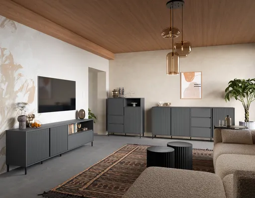 TV-Lowboard - B ca. 208 cm, Anthrazit