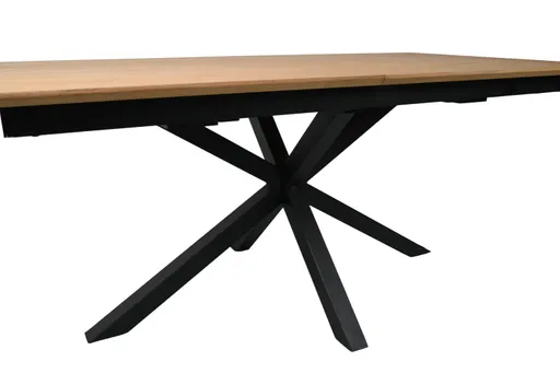 Esstisch MAKAIO - ausziehbar, LB ca. 180x90 cm, Eiche Furnier, Schweizer Kante, Schwarz