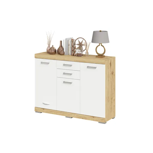 Kommode - Eiche Dekor, Weiß 