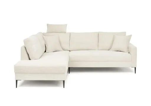 Ecksofa - Ecke links, 3-Sitzer, Stoff, Creme