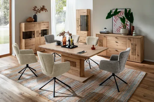 Sideboard - mit Hirnholz Applikation, Balkeneiche, massiv